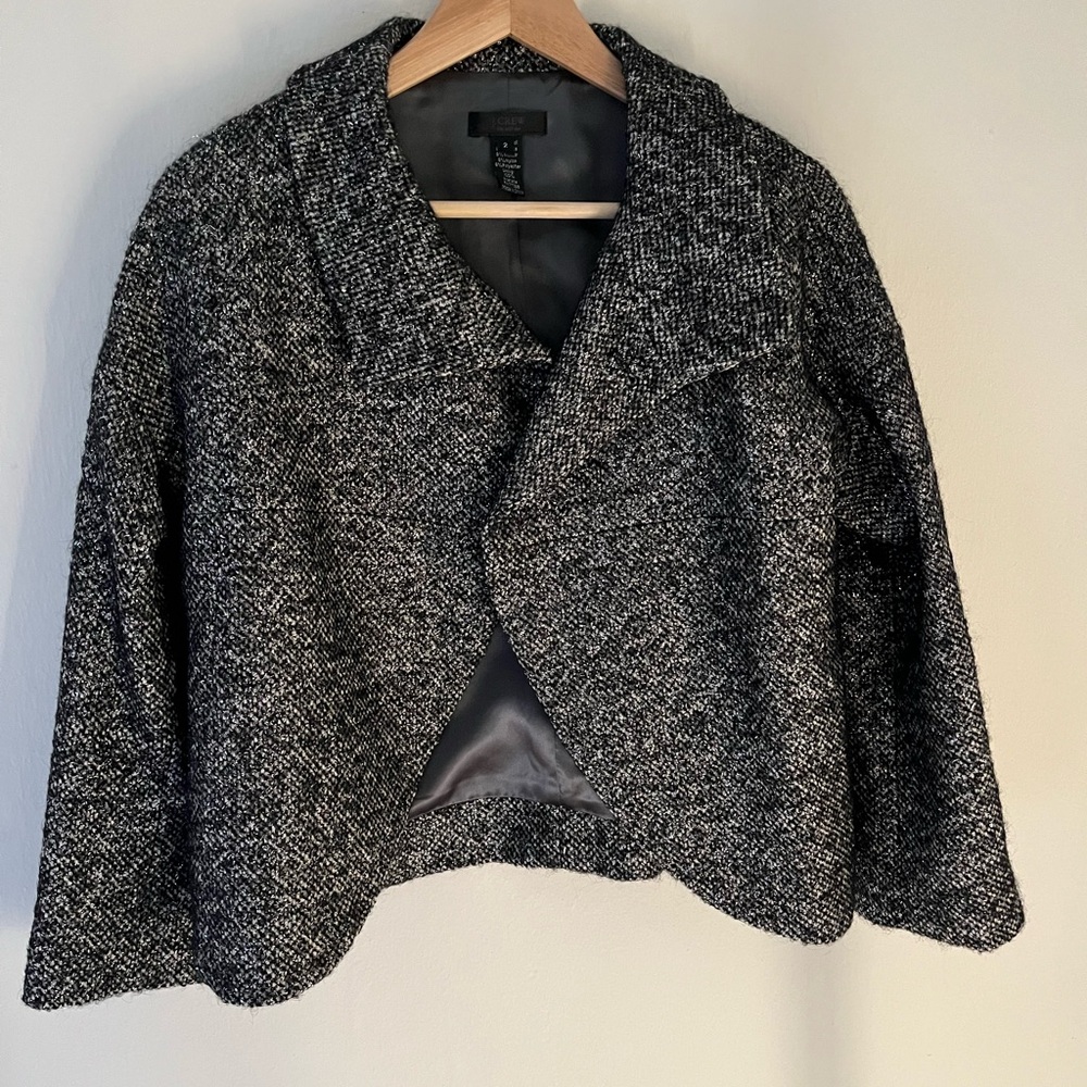J. Crew Charcoal Tweed Cape Jacket